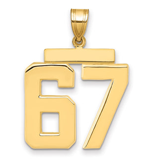 14k Yellow Gold Large Polished Number 67 Charm