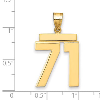 14k Yellow Gold Large Polished Number 71 Charm