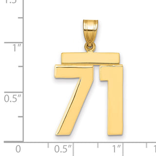 14k Yellow Gold Large Polished Number 71 Charm