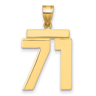 14k Yellow Gold Large Polished Number 71 Charm