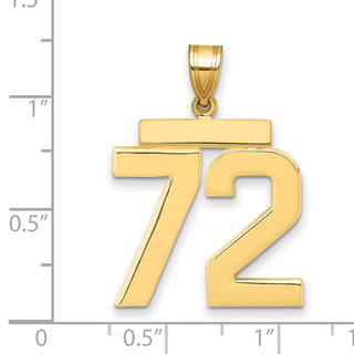 14k Yellow Gold Large Polished Number 72 Charm