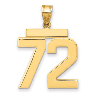 14k Yellow Gold Large Polished Number 72 Charm