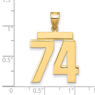 14k Yellow Gold Large Polished Number 74 Charm