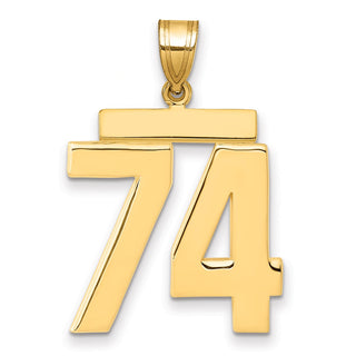14k Yellow Gold Large Polished Number 74 Charm