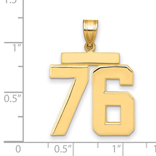 14k Yellow Gold Large Polished Number 76 Charm