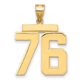 14k Yellow Gold Large Polished Number 76 Charm