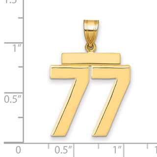 14k Yellow Gold Large Polished Number 77 Charm