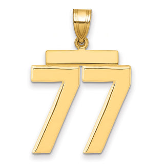 14k Yellow Gold Large Polished Number 77 Charm