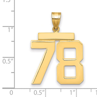 14k Yellow Gold Large Polished Number 78 Charm
