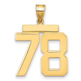 14k Yellow Gold Large Polished Number 78 Charm
