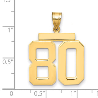 14k Yellow Gold Large Polished Number 80 Charm