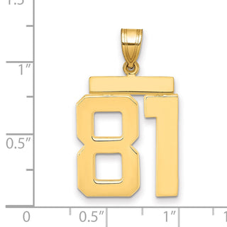 14k Yellow Gold Large Polished Number 81 Charm