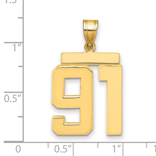 14k Yellow Gold Large Polished Number 91 Charm