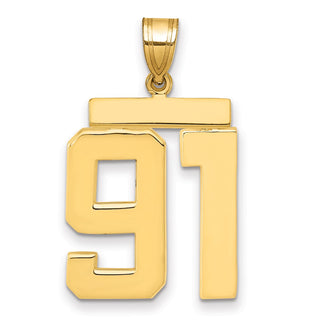 14k Yellow Gold Large Polished Number 91 Charm