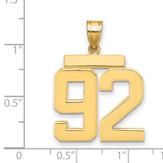 14k Yellow Gold Large Polished Number 92 Charm