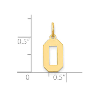 14k Yellow Gold Small Polished Number 0 Charm