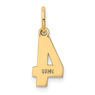 14k Yellow Gold Small Polished Number 4 Charm