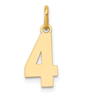 14k Yellow Gold Small Polished Number 4 Charm