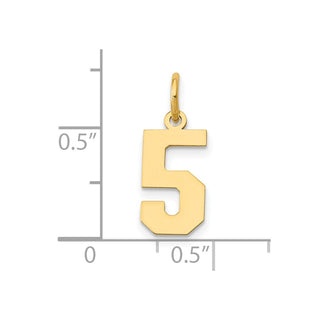14k Yellow Gold Small Polished Number 5 Charm
