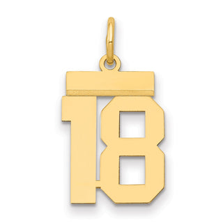 14k Yellow Gold Small Polished Number 18 Charm LS18