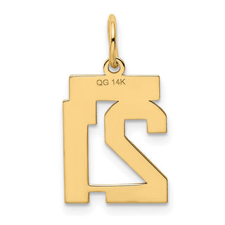 14k Yellow Gold Small Polished Number 21 Charm LS21