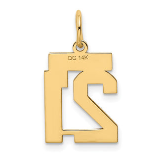 14k Yellow Gold Small Polished Number 21 Charm LS21