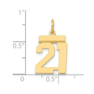 14k Yellow Gold Small Polished Number 21 Charm LS21