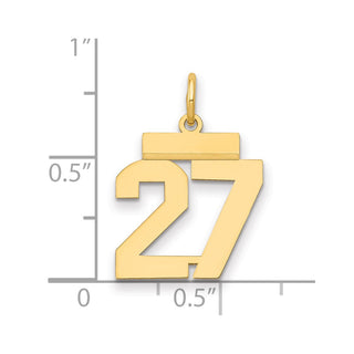 14k Yellow Gold Small Polished Number 27 Charm LS27