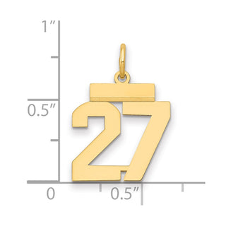 14k Yellow Gold Small Polished Number 27 Charm LS27