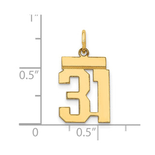 14k Yellow Gold Small Polished Number 31 Charm LS31