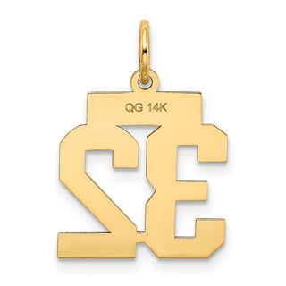 14k Yellow Gold Small Polished Number 32 Charm LS32