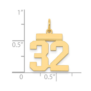 14k Yellow Gold Small Polished Number 32 Charm LS32