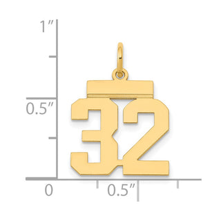 14k Yellow Gold Small Polished Number 32 Charm LS32
