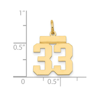 14k Yellow Gold Small Polished Number 33 Charm LS33