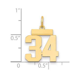 14k Yellow Gold Small Polished Number 34 Charm LS34
