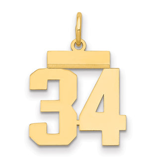 14k Yellow Gold Small Polished Number 34 Charm LS34