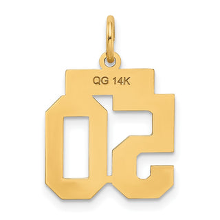 14k Yellow Gold Small Polished Number 50 Charm LS50