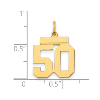 14k Yellow Gold Small Polished Number 50 Charm LS50
