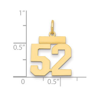 14k Yellow Gold Small Polished Number 52 Charm LS52