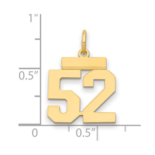 14k Yellow Gold Small Polished Number 52 Charm LS52