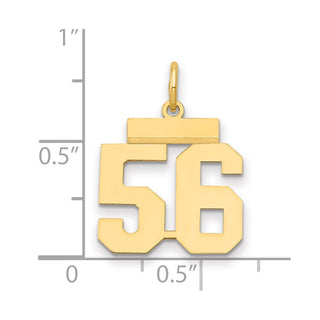 14k Yellow Gold Small Polished Number 56 Charm LS56