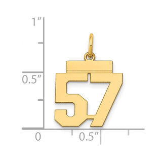 14k Yellow Gold Small Polished Number 57 Charm LS57