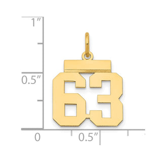 14k Yellow Gold Small Polished Number 63 Charm LS63