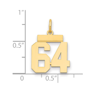 14k Yellow Gold Small Polished Number 64 Charm LS64
