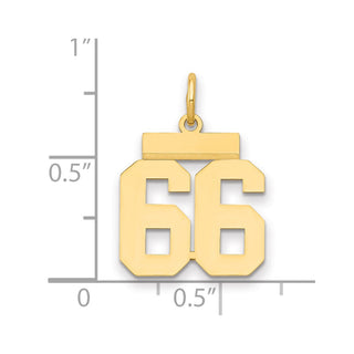 14k Yellow Gold Small Polished Number 66 Charm LS66