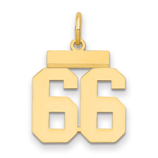 14k Yellow Gold Small Polished Number 66 Charm LS66