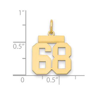 14k Yellow Gold Small Polished Number 68 Charm LS68
