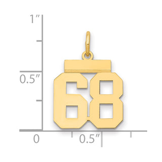 14k Yellow Gold Small Polished Number 68 Charm LS68