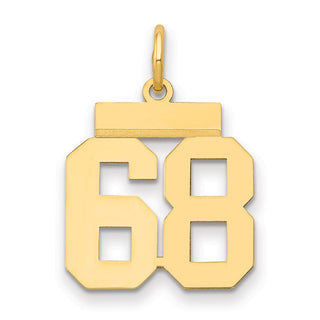 14k Yellow Gold Small Polished Number 68 Charm LS68