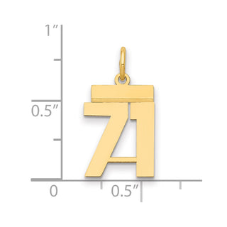 14k Yellow Gold Small Polished Number 71 Charm LS71